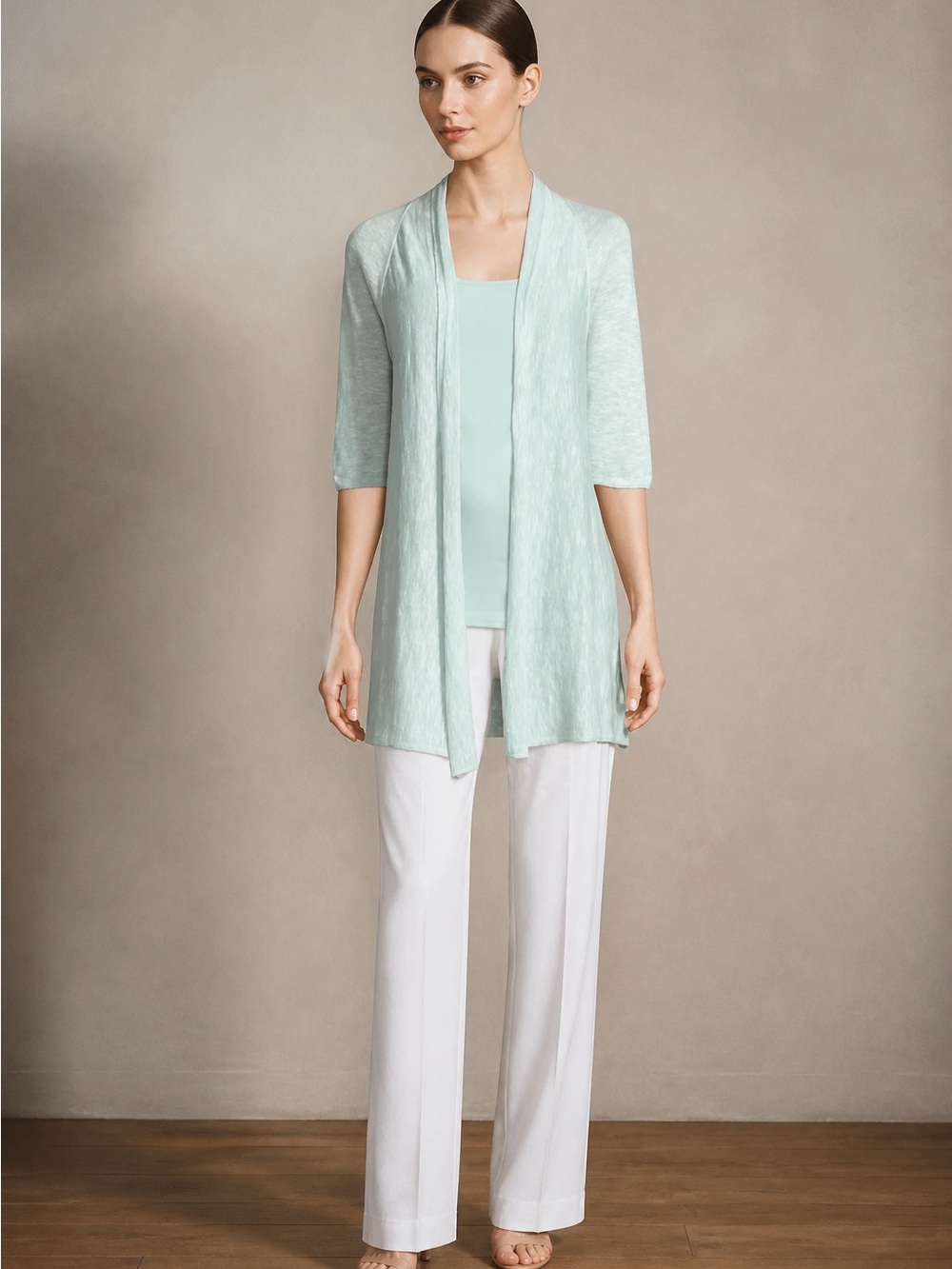 Eileen Fisher Half Sleeve Linen Blend Open Cardigan | Sweater